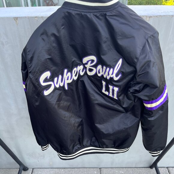 Starter Super Bowl LII Jacket Mens M 2018 Minnesota Black Satin Limited Ed - Picture 5 of 6